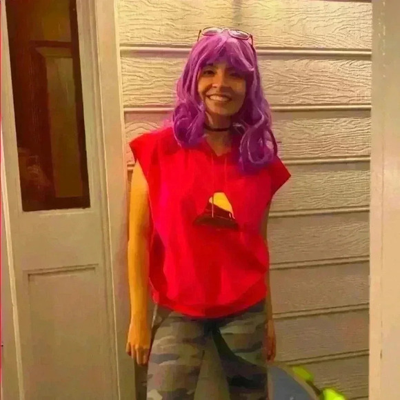 Purple Wig - Pic of how it looks attached - Picture 3 of 3